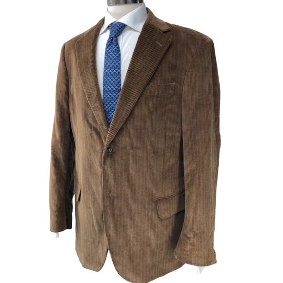 Dockers Mens Size 42R Corduroy Sport Coat Jacket Blazer Brown Tan 2 Button - Picture 1 of 16